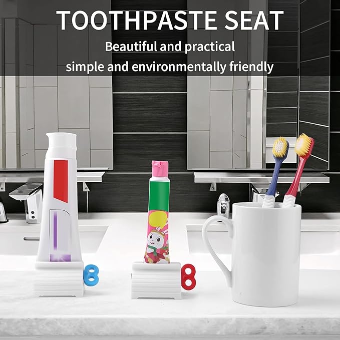 2pcs Rolling Tube Toothpaste Squeezer Toothpaste Seat Holder Stand for Bathroom Accessories（1Blue1Gree）