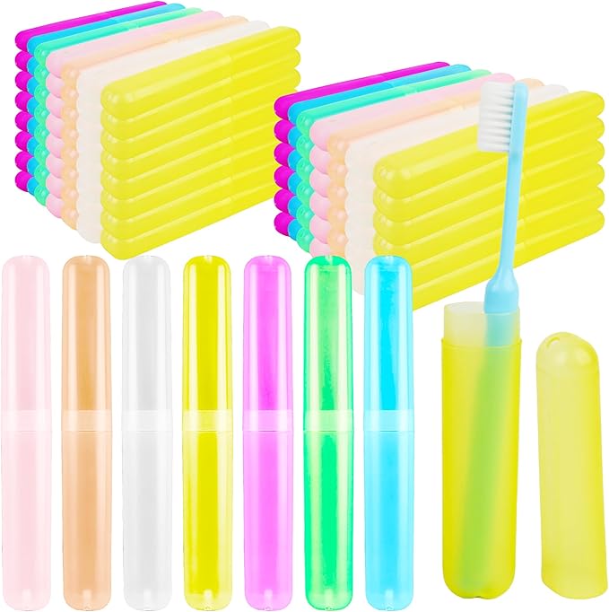 140 Pieces Plastic Toothbrush Case Travel Toothbrush Holders Portable Dust-proof Toothbrush Cases for Travel Bathroom Indoor Outdoor Travel Trip Camping School