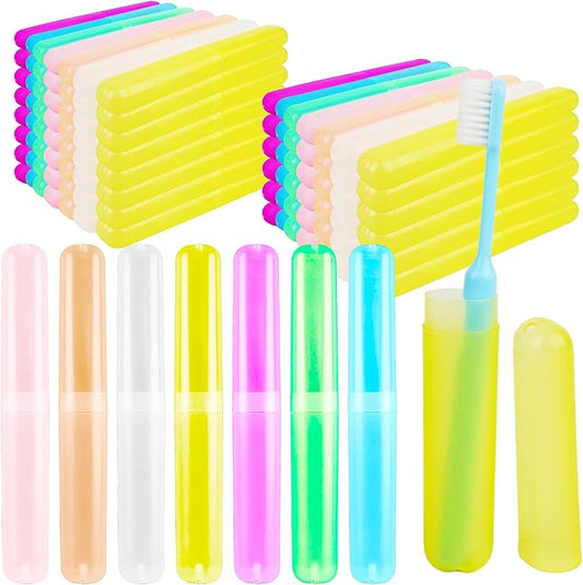 140 Pieces Plastic Toothbrush Case Travel Toothbrush Holders Portable Dust-proof Toothbrush Cases for Travel Bathroom Indoor Outdoor Travel Trip Camping School