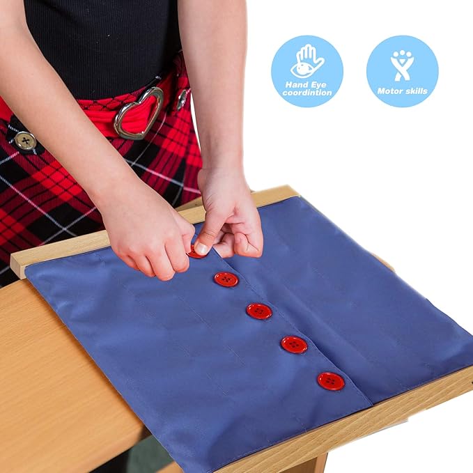 MONTESSORI OUTLET Buttoning Frame with Large Buttons | Practical Life Material for Toddlers & Preschoolers | Learn to Button Clothes, Develop Fine Motor Skills & Independence (Ages 3-6)