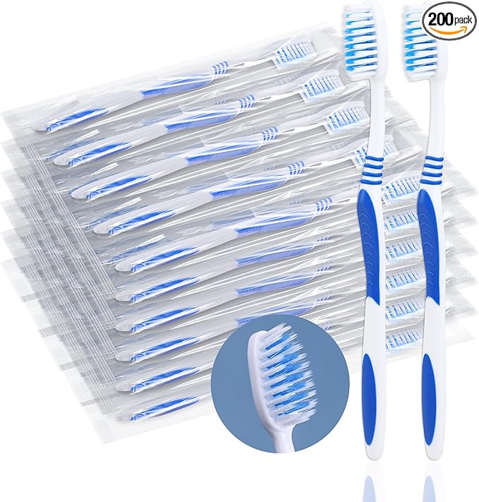 200 Prepasted Disposable Toothbrushes Individually Wrapped Pre Pasted Toothbrushes Soft Bristle Travel Tooth Brush Single Use Wrapped for Hotel, Camping, Travel and Gift for The Homeless