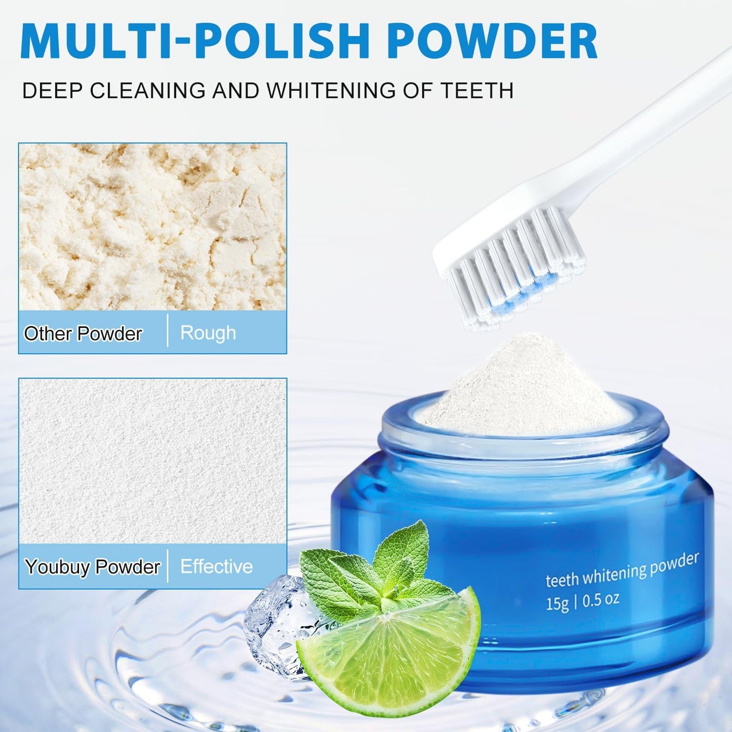 Teeth Whitening Powder, Natural Teeth Whitener, Teeth Whitening Powder Toothpaste, Instant Teeth Whitening and Stain Removal, Fresh Breath (3PCS)