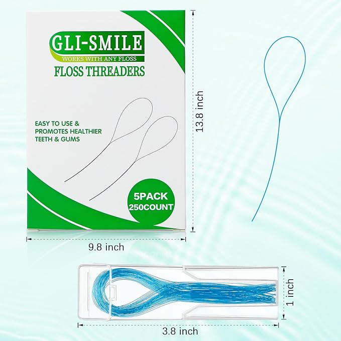 Floss Threaders, Orthodontic Threader, Ultraclean Access Tool for Maintaining Oral Health with Braces, Bridges, and Implants 250 Count
