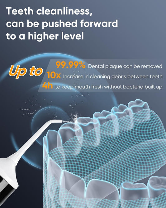 MySmile LP221 UVC Sterilizable Cordless Water Flossers for Teeth 335ML Portable OLED Display Dental Flosser with 4 Modes 8 Jet Tips and a Storage Pouch for Home and Travel (Juicy Pink)