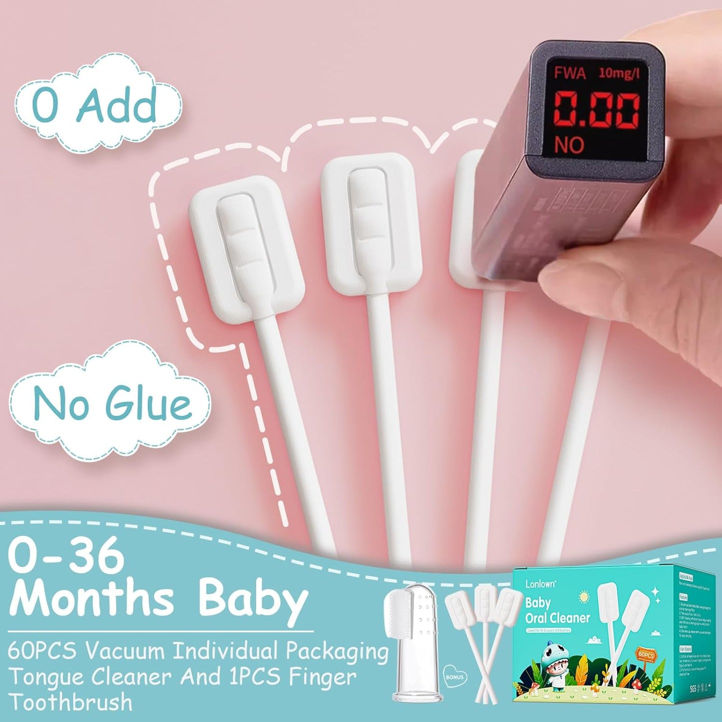 60PCS Baby Tongue Cleaner & 1PCS Finger Toothbrush Infant Mouth Cleaner Newborn Gum Cleaner Disposable Infant Oral Clean Stick Dental Care for Baby Toddler