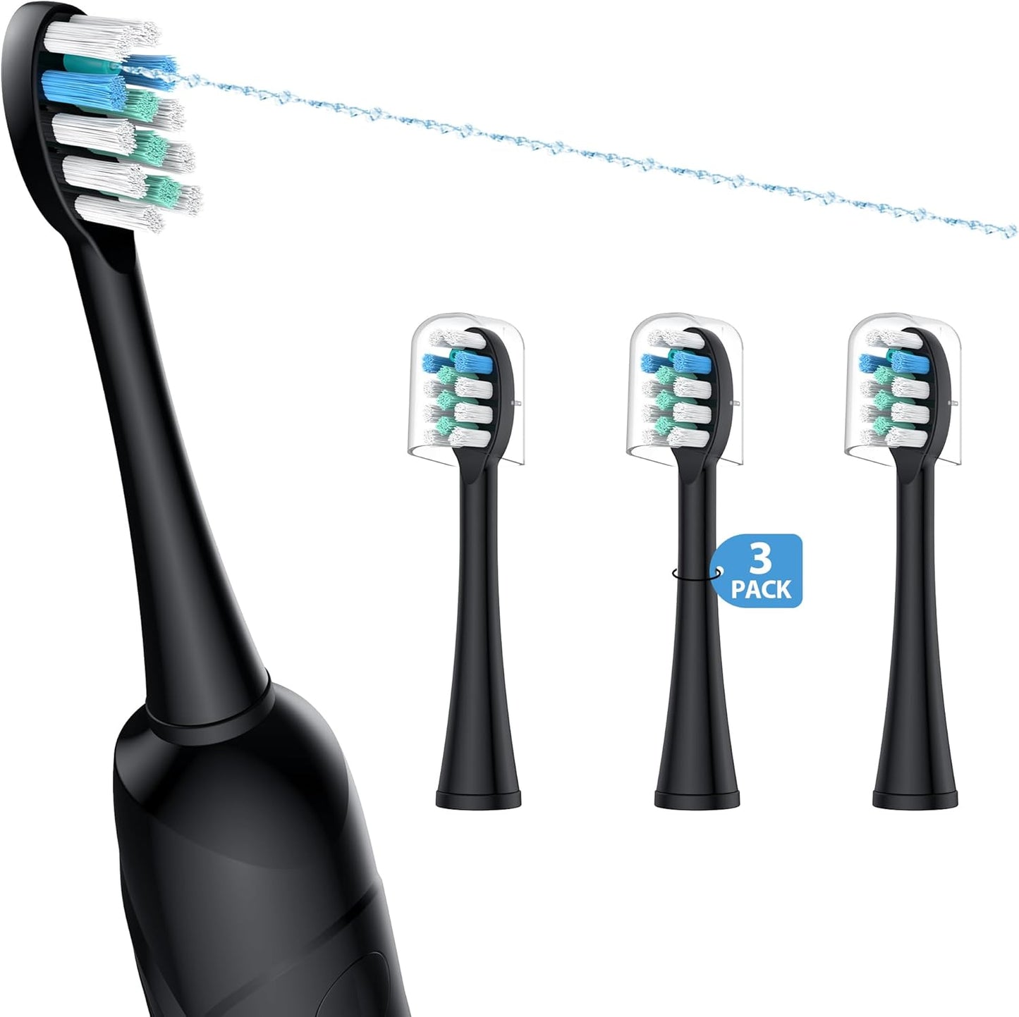 3 Pack Toothbrush Replacement Heads Compatible with WaterPik Sonic Fusion 2.0, FitMount Flossing Brush Head Fit for Water-Pic SF-01 SF-02 and 2.0 SF-03 SF-04