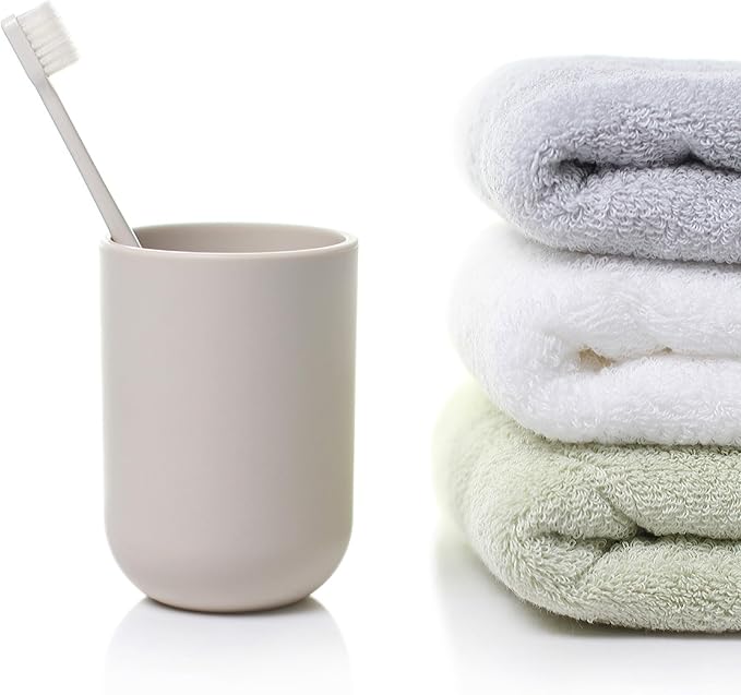 Solid Color mouthwash Cup, Simple Solid Color Toothbrush Cup, Toothbrush Holder 1 Piece, 10 oz (300 ml) (Khaki)