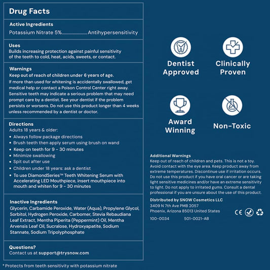 Snow Teeth Whitening Kit - Snow Teeth Whitening Serum and LED Mouthpiece Whitener, Formulated with Hydroxyapatite, Good for 6 Months - Wireless Kit with 3 Wands