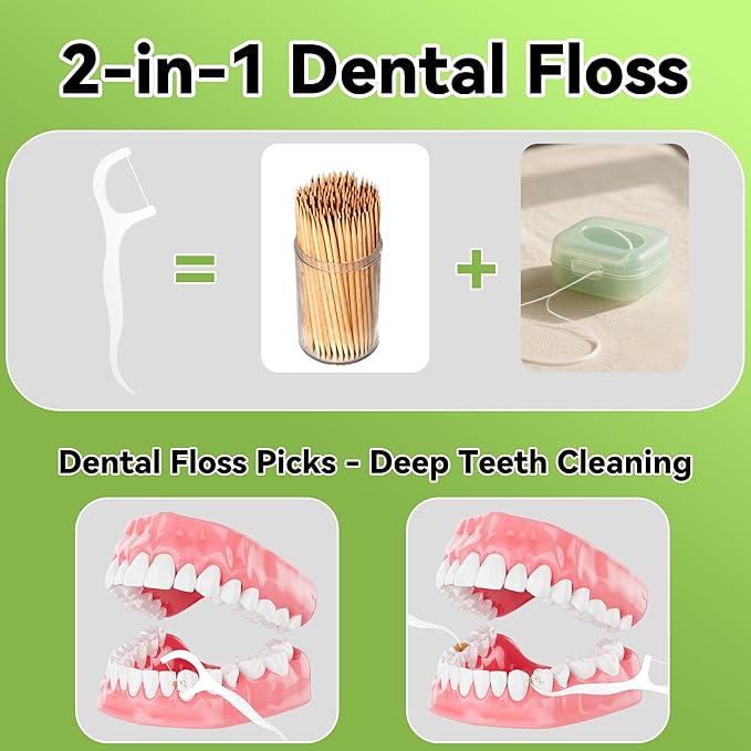 Floss Picks 1000 Count Dental Floss Sticks Gen 5 Bulk Tooth Picks Flossers with Travel Case Toothpicks for Family Restaurant Adults Teeth Cleaning
