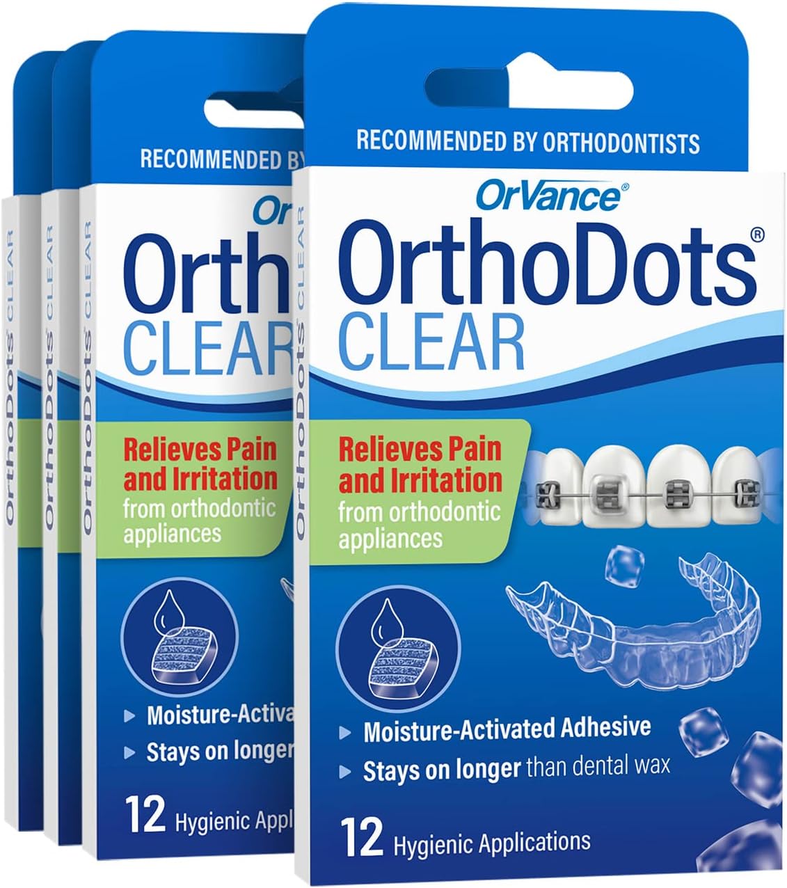 OrthoDots Clear – 24-Hour Protection | Sticks Better Than Dental Wax | Moisture Activated Braces Wax Alternative for Pain Caused by Braces, Clear Aligner Trays, and Other Orthodontic Appliances