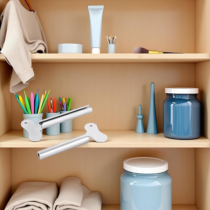 2 Pcs Silvery Metal Tube Squeezer Keys, Tube Toothpaste Squeezer Keys Metal Hair Dye Color Key Roller Dispenser Tool Durable Processing, Daily Living Tube Squeezing Aids