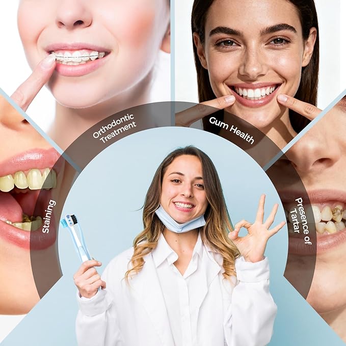 Pro Stain Eraser Medium Toothbrushes for Adults, Whitening Toothbrush with Spiral Medium Bristles for Smoke Tea Coffee Stain, Deep Plaque Removal, Rounded Bristle Tips for Gentle Cleaning