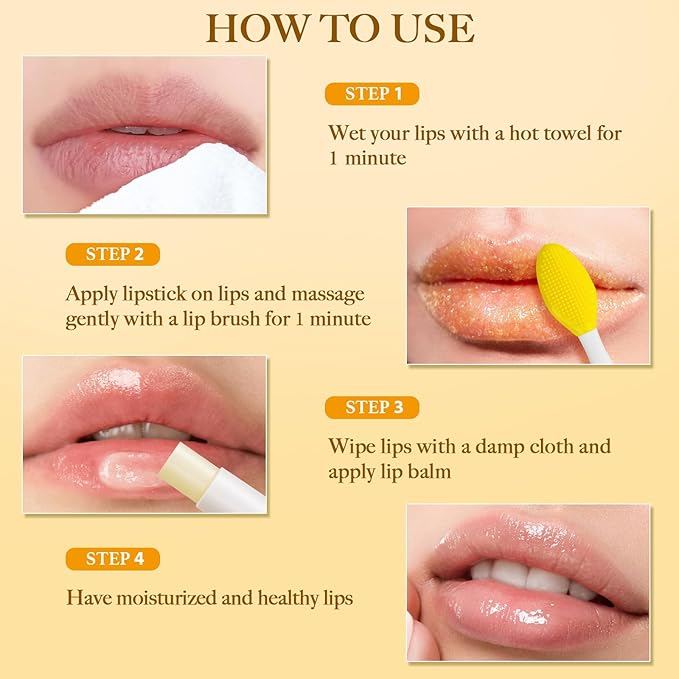 3PCS Turmeric Lip scrub 100g and Turmeric Lip Balm, Lip Scrubber Exfoliator Brush Set, Dark Lips Treatment for Smokers, Natural Exfoliator & Moisturizer Cracked, Dull, Reduce Fine Lines Lips