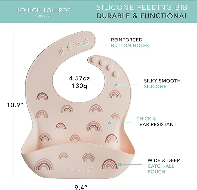 Loulou Lollipop Soft, Waterproof Silicone Feeding Bib for Babies and Toddlers