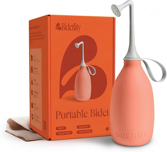 Butt & Intimate Shower 3.0 Mobile Travel Bidet & Sustainable Intimate Shower, Replaces Wet Wipes, Saves Toilet Paper, Portable Handheld Bidet, Travel Bag Included, BPA-Free - Precious Peach