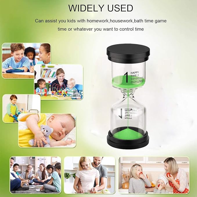 SuLiao Timer 1 Minute Hourglass: Green Sand Clock, Small Sand Watch 1 Min, Color Hour Glass Sandglass for Kids, Teacher, Games, Classroom, Kitchen, Decoration