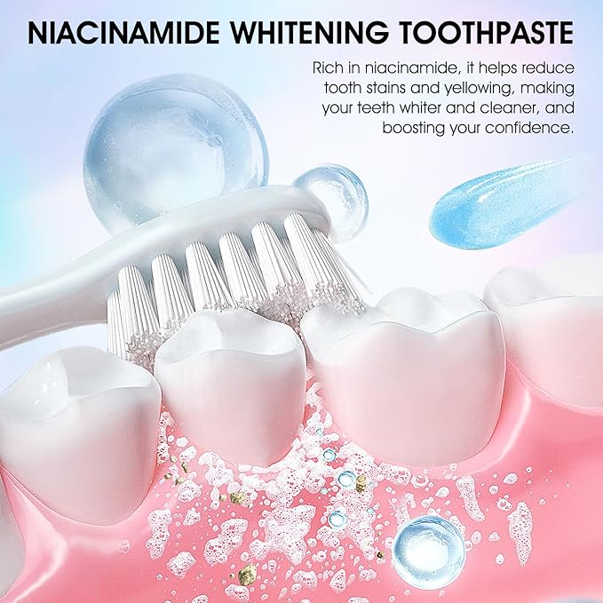 Niacinamide Whitening Toothpaste, Niacinamid Toothpast, Complete Care Toothpaste, Repair and Protect Teeth, Remove Tooth Stains, Fresh Breath(2PCS)