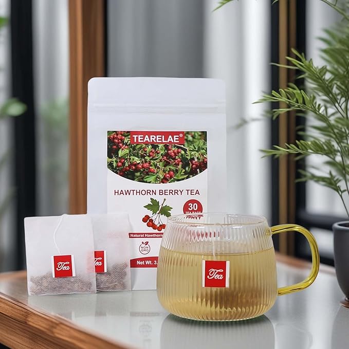 TEARELAE - Hawthorn Berry Tea, 30 Count - Pure Hawthorne Berries Herbal Tea Bags - Sweet and Tangy Flavor - Aid Digestion - Non-GMO - Caffeine-Free