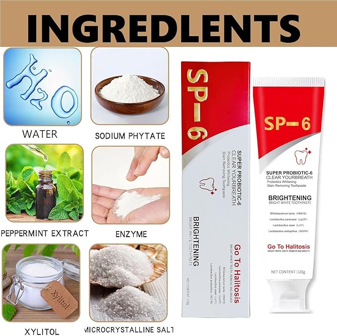 2 Pcs SP-6 Probiotic Whitening Toothpaste, Fresh Breath Deep Cleaning Care Gum Health.