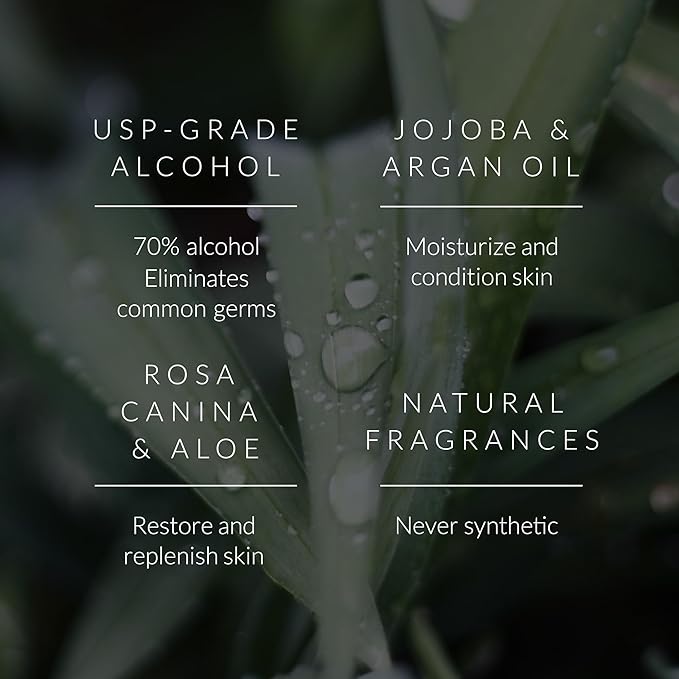 Noshinku - Refillable Hand Sanitizer Vetiver 3-Pack, Travel Size Spray with Hydrating Botanical Oils, Natural Ingredients, All Natural Fragrances, Sugarcane Derived Alcohol, No Parabens, No Dyes