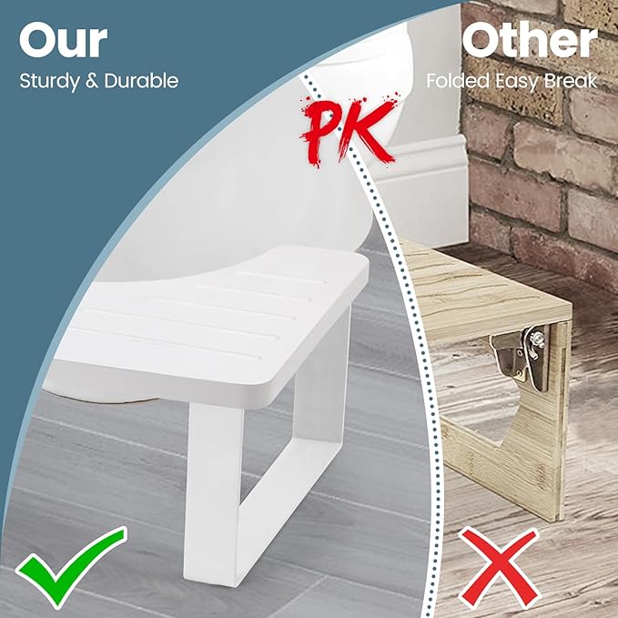 Bamboo Toilet Stool,Potty for Pooping,Portable Squatting Pan with Dual Anti Slip Design,Bathroom Stools,Poop Stool for Bathroom,Toilet Step,Toilet Stools for Pooping,Bamboo Articles(White)