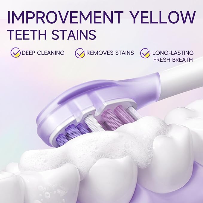 Purple Teeth Whitening - Purple Toothpaste for Teeth Whitening V34 Color Corrector Purple Toothpaste Grape & Mint Flavor for Tooth Stain Removal