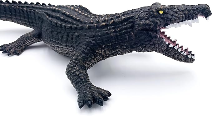 Gemini&Genius Crocodile Toys, Wildlife World Soft Plastic Animals Jungle Animal Alligator Action Figure Great for Educational, Cake Topper, Swim, Bath Toys, Stocking Stuffers for Kids