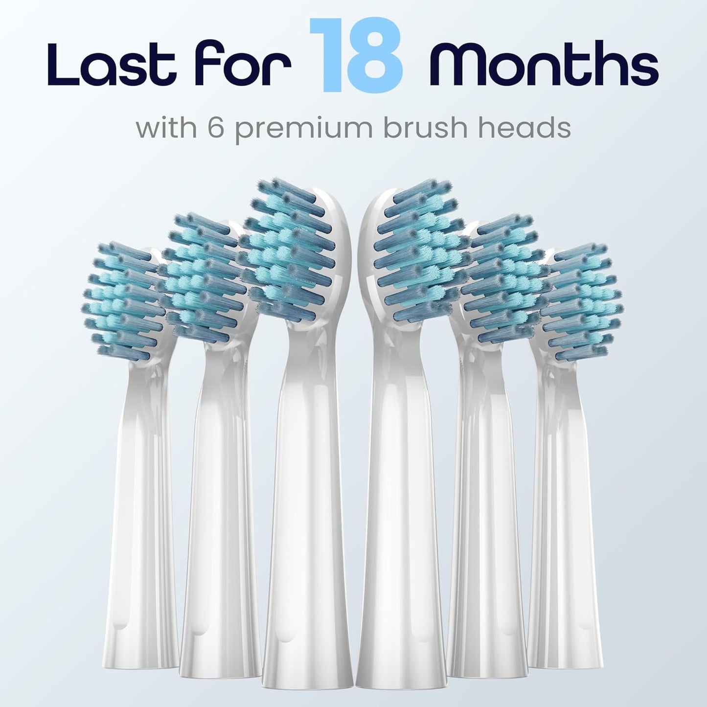 7AM2M Sonic Electric Toothbrush for Adults High Power Rechargeable Toothbrushes with 6 Brush Heads,5 Adjustable Modes, Built-in 2-Minute Smart Timer,3 Hours Fast Charge for 45Days White