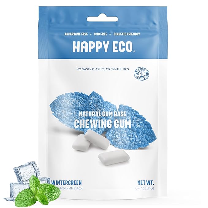 Sugar Free Natural Chewing Gum (84 Pcs) - Xylitol Gum with Stevia - Aspartame Free - All Natural Gum - Vegan, Gluten Free Keto - Wintergreen
