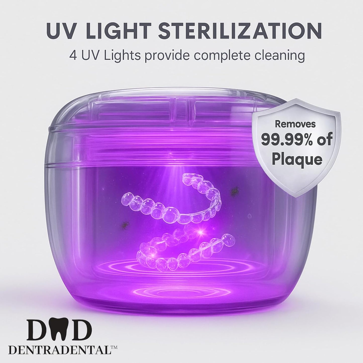 45KHz Ultrasonic Retainer Cleaner Machine, 230ML UV Cleaner for Retainer, Denture, Mouth Guard, Aligner, Braces, Toothbrush & Jewelry | 3 Digital Timer Modes | Black