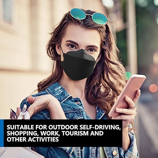 KN95 Face Masks 100 Pack, Breathable Comfortable and Disposable KN95 Mask, Black