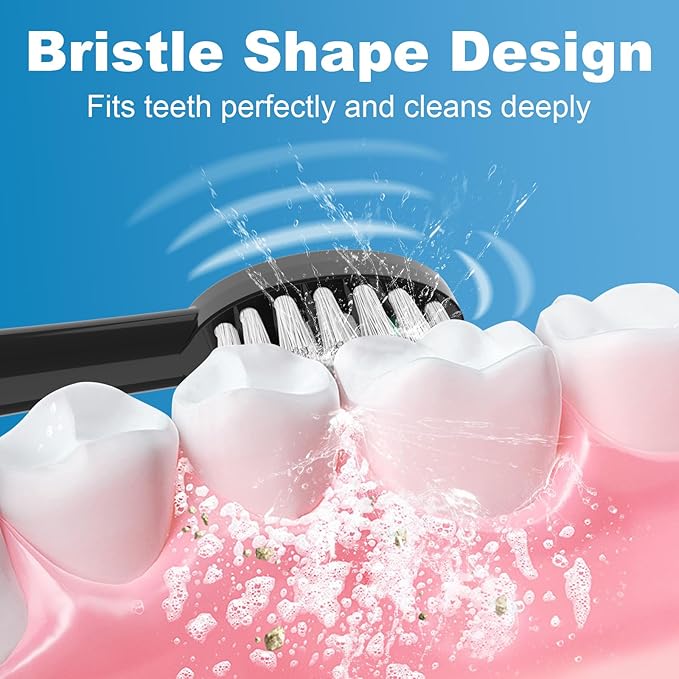 Replacement Brush Heads for WaterPik Sonic-Fusion 2.0 Flossing Toothbrush (SF-03/SF-04) and Sonic-Fusion Flossing Toothbrush (SF-01/SF-02),5 Count Black with Covers