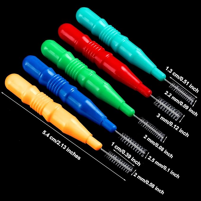 BBTO 100 Pcs Braces Dental Brush Flosser for Cleaner Interdental Brush Toothpick Tooth Flossing Head Oral Dental Toothpick Cleaners Cleaning Tool(Red, Blue, Green, Light Green, Orange)
