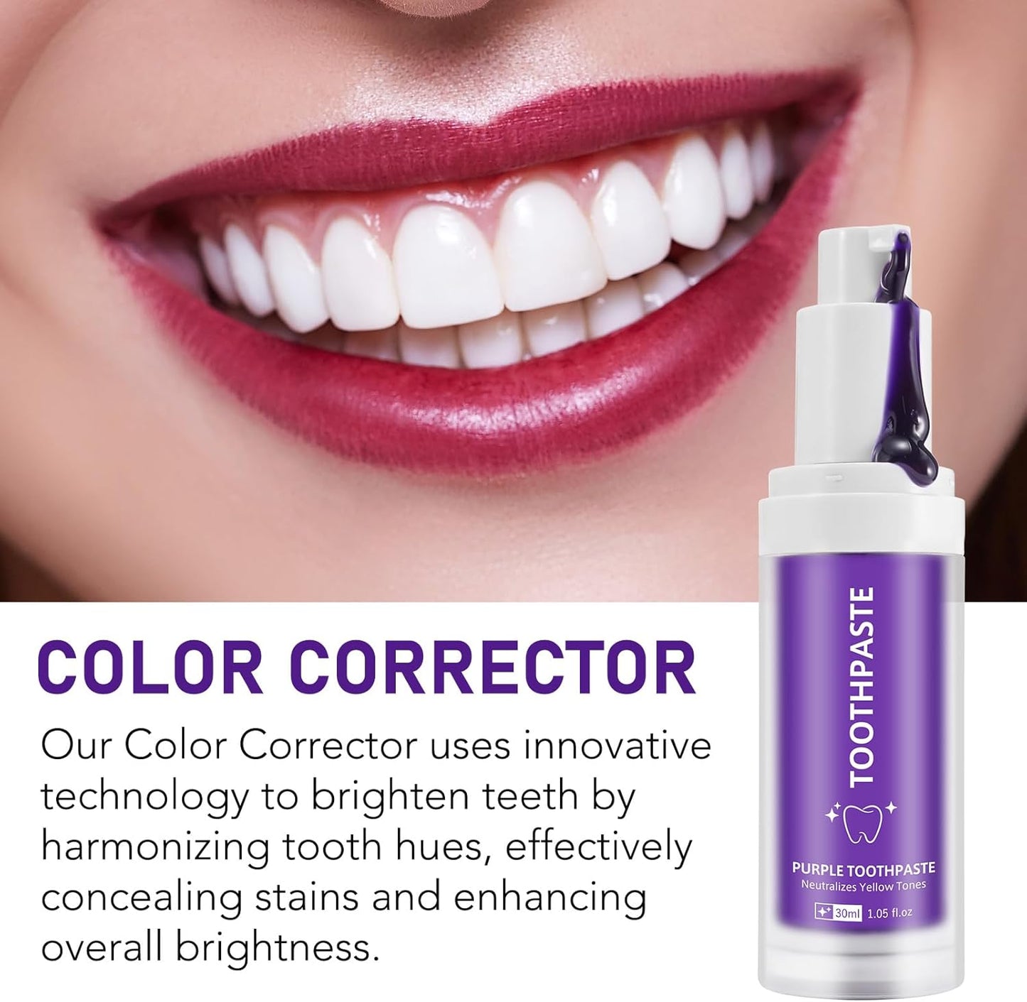 Purple Toothpaste for Teeth Whitening |Purples Teeth Whitening Kit |Stain Removal & Enamel Safe | Fresh Breath Formula with Unique Purple |for Coffee/Smokers/Tea