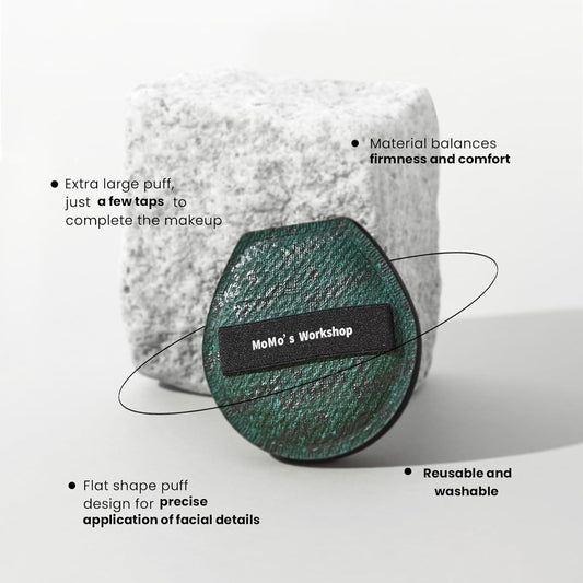 Momo's Workshop Makeup Sponge, Large Makeup Blending Puff for Liquid & Cream Foundation, Concealer Foundation Puff Quick Apply Cosmetics 1pcs Green