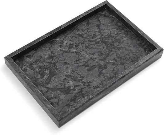 Yew & Tulip Natural Marble Vanity Tray, Nature Dark Gray Marble Serving Tray for Bathroom, Kitchen, Vanity, Home Decor, Wedding etc. (12"x 8" x 1.2")