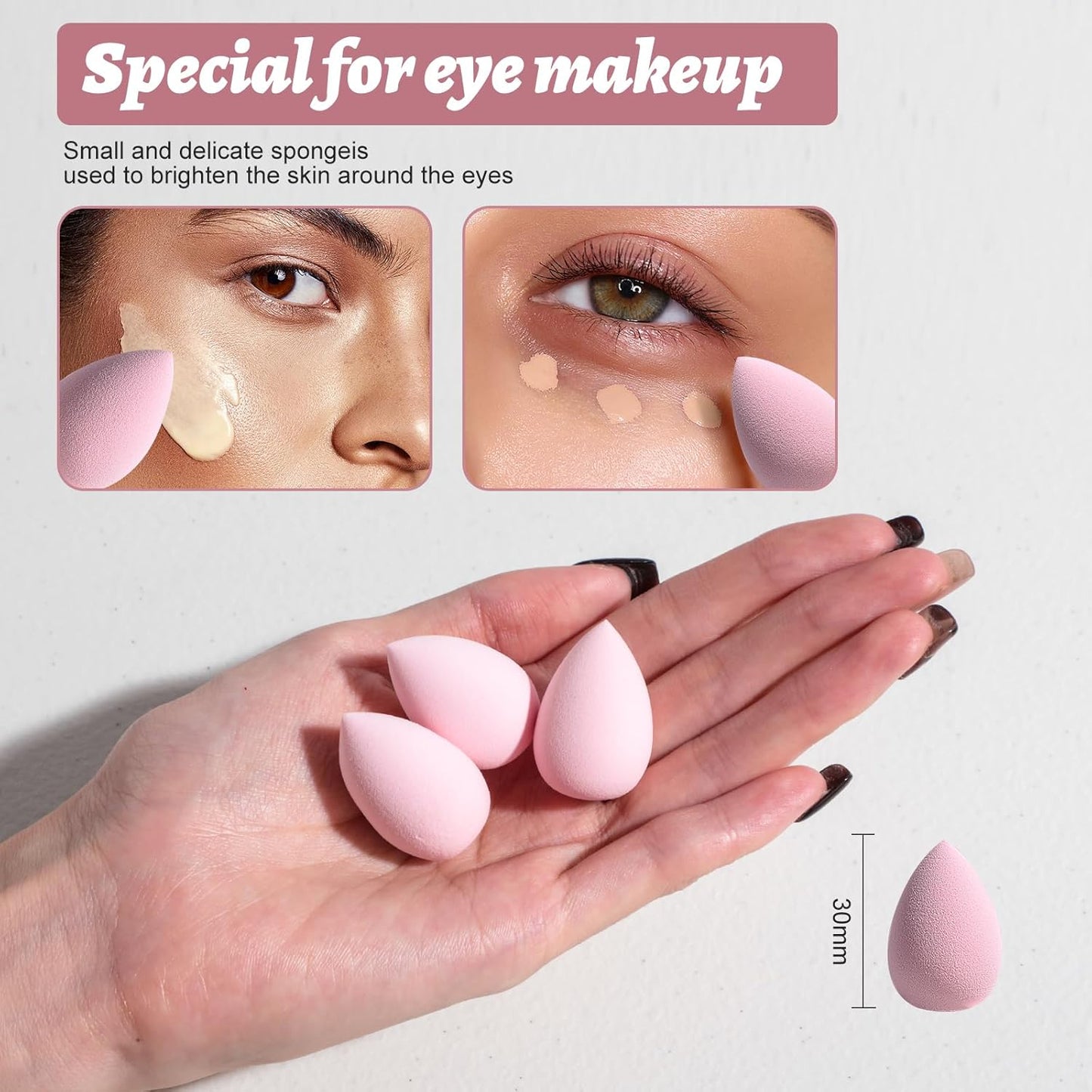 Makeup Sponge Set BS-MALLTriangle Puff 14 Pcs for Liquid, Cream, and Powder, Multi-colored Makeup Sponges and Mini Makeup Sponge (F-PinkBlue)