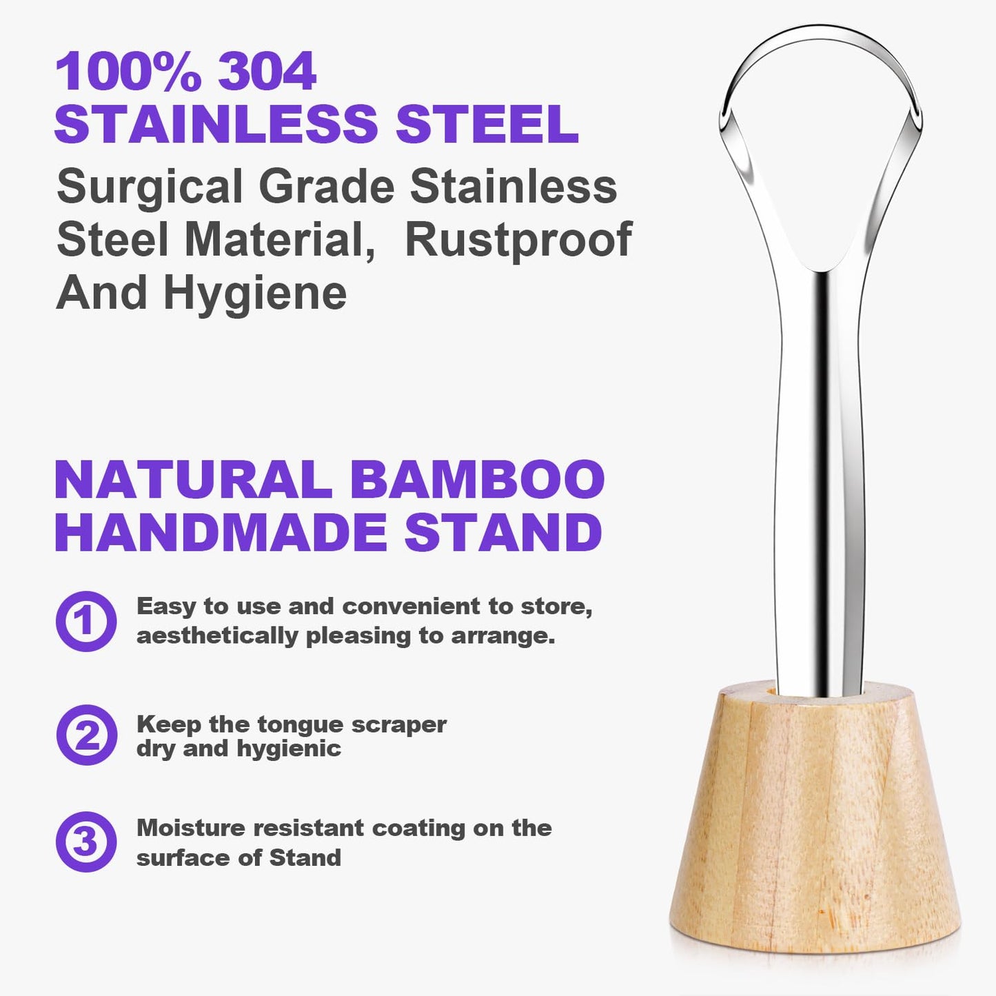 Tongue Scraper for Adults with 2 Holder and 2 Travel Case, Metal Tongue Scraper for Tongue Cleaning and Reducing Bad Breath,100% Stainless Steel Tongue Scraper, Tongue Cleaner for Adults