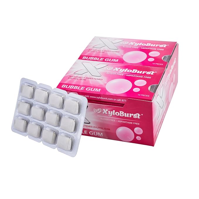 XyloBurst Gum | Xylitol Chewing Gum | Sugar Free, Gluten Free, Keto Friendly | Aspartame Free Gum For Oral Health | Bubble Gum| 12 Pieces, Pack of 12…