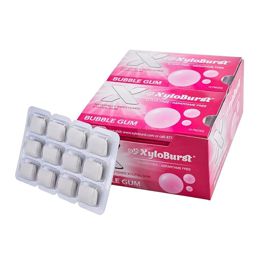 XyloBurst Gum | Xylitol Chewing Gum | Sugar Free, Gluten Free, Keto Friendly | Aspartame Free Gum For Oral Health | Bubble Gum| 12 Pieces, Pack of 12…