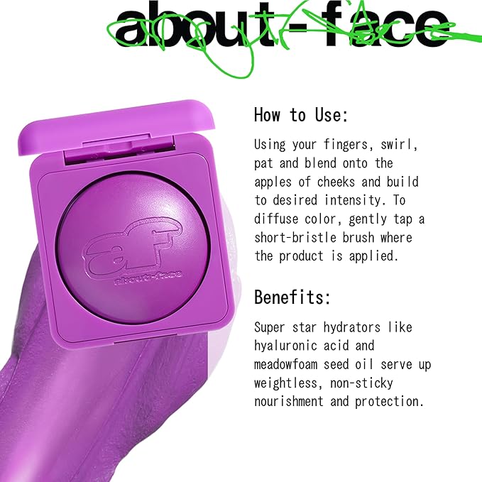 about-face Cheek Freak Blush Balm – Buildable Cream Blush with Hyaluronic Acid & Meadowfoam Seed Oil – Vegan, Cruelty-Free, Clean Beauty – 0.35 oz (Score – Pinky Lilac)