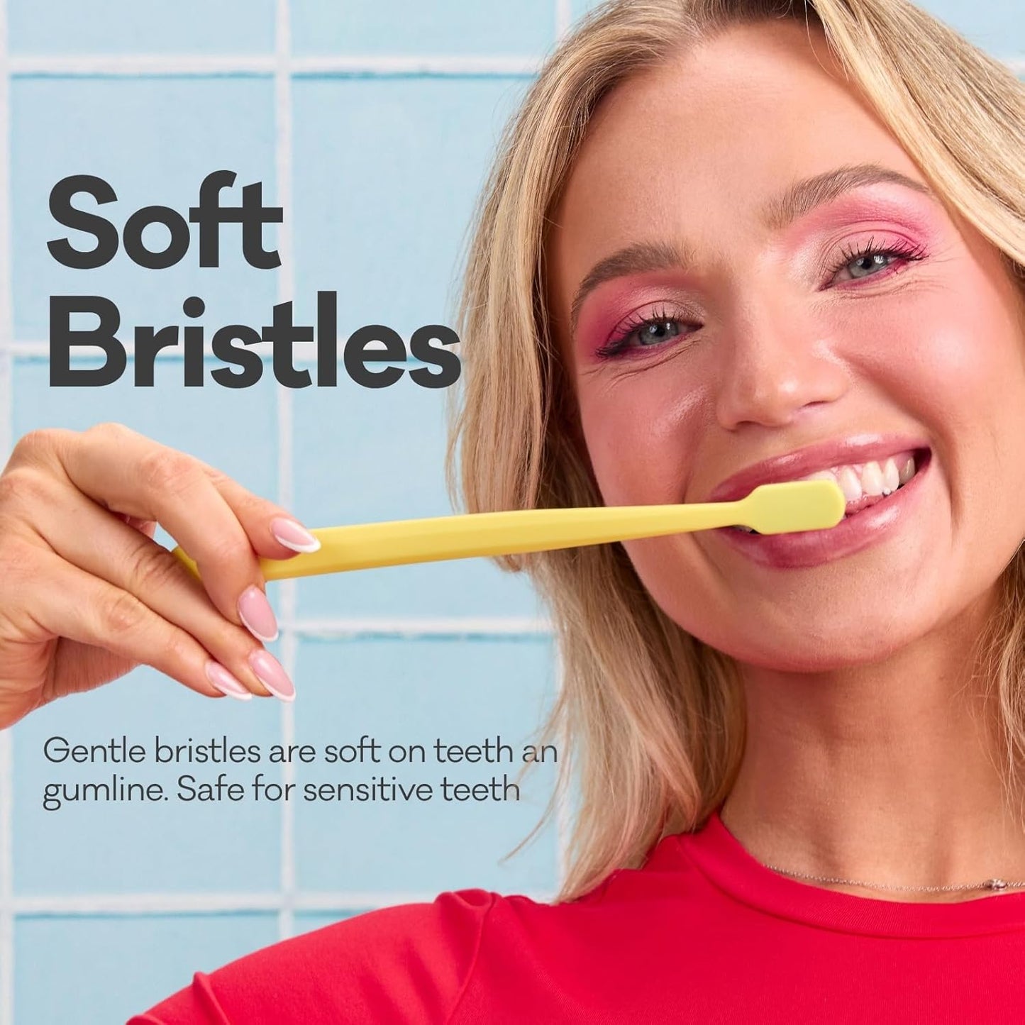 Grin Charcoal-Infused 100% Recycled Toothbrush, Soft, 4 Count (Pack of 2), Summer Beach, Suitable for Sensitive Teeth and Gums