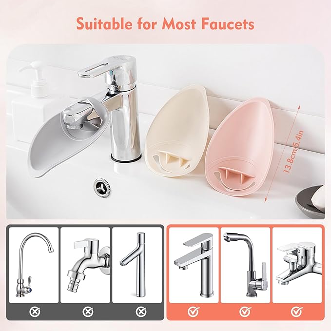 3PCS Faucet Extender for Toddlers, Splash-Proof Sink Extender for Toddlers, Bathroom & Kitchen Faucet Extender for Easy Children's Hand Washing and Tooth Brushing