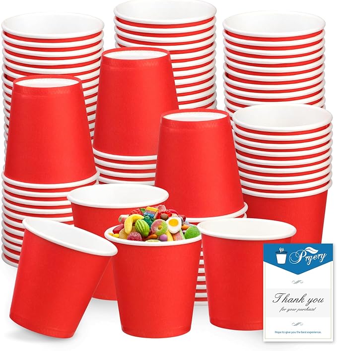 150 Pack 3oz Red Paper Cups,Mouthwash Cups, Disposable Bathroom Cups,Small Paper Cups 3oz Ideal for Bathroom,Supermarket,Birthday Party,Picnic and BBQ