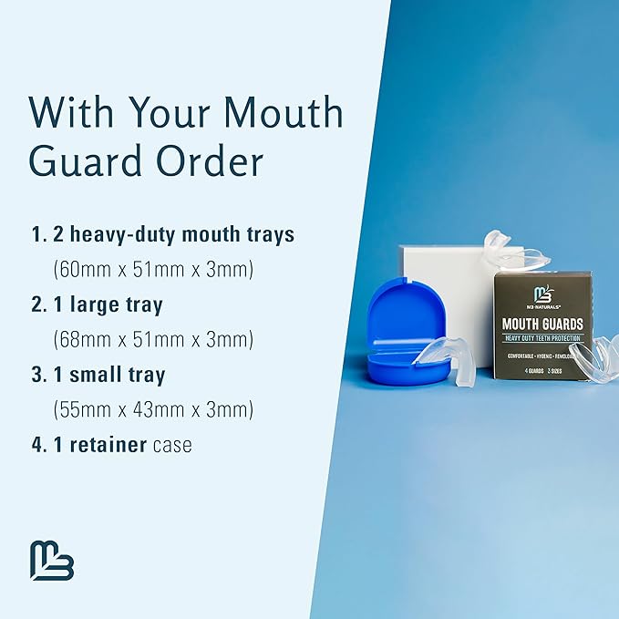 Mouth Guard for Grinding & Clenching Teeth BPA Free 4 Guards for Adults & Kids Dental Guards Bite Guards Night Guards for Teeth Grinding Teeth Grinding Mouth Guard for Sleep by M3 Naturals