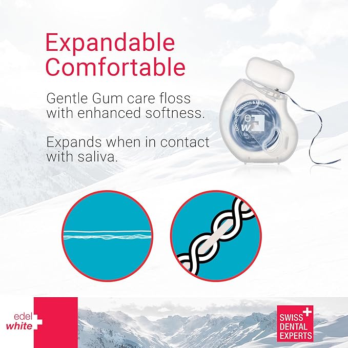 Gentle Gum Care Soft Woven Dental Floss, Minty Cinnamon Flavored Dental Floss | Woven Cushioned Comfort Floss for Sensitive Gums | Expanding & Cushioned Flossing - 131ft Total Length