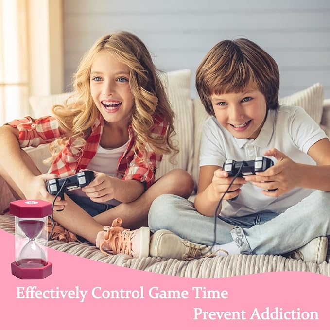 10 Minutes Sand Timer, Hourglass Timer, Sand Clock for Kids, Colorful Sand Watch, Sandglass Timer, Visual Timer for Home Office Kitchen Decor (Pink)