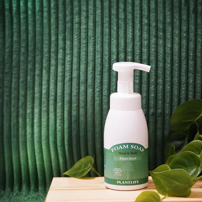 Plantlife Winter Forest Foam Soap - Gentle, Moisturizing, Plant-based Foam Soap - Ideal for use as a Hand & Body wash, Shaving Cream, and Foaming Fun for Kids - Made in California 8.5 oz