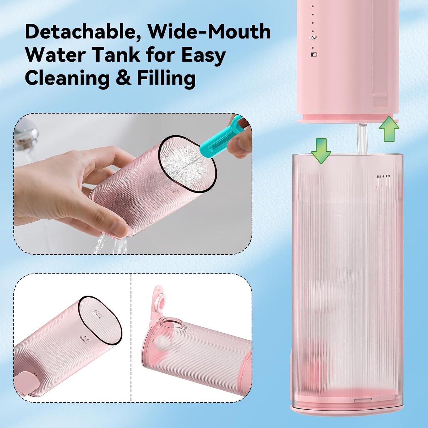 Mini Water Flosser for Teeth,Travel Dental Flosser Picks, Portable Oral Irrigator with Telescopic Water Tank, 5 Modes IPX7 Waterproof Tooth Flosser for Brace, Sensitive Teeth, with Storage Bag