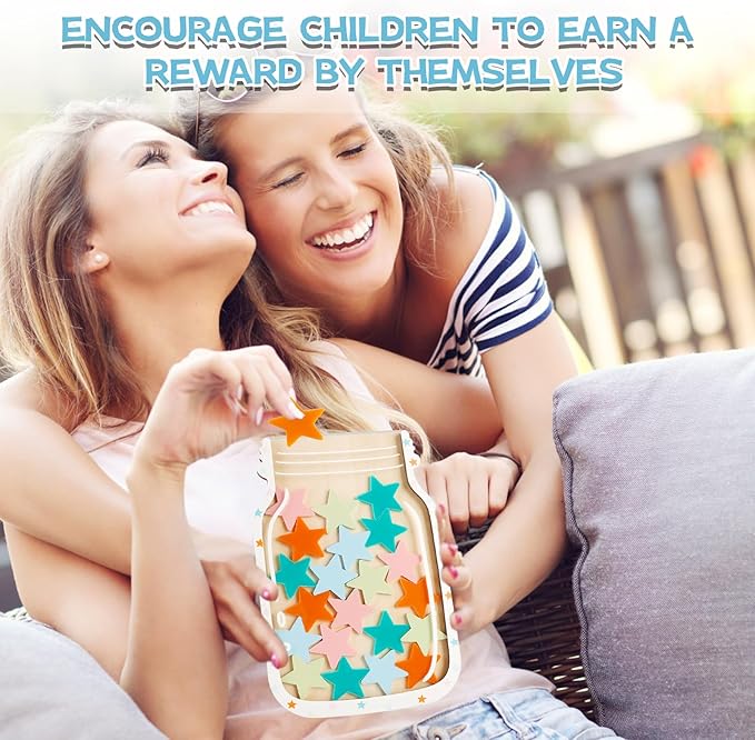 Magnetic Reward Jar, Classroom Reward Jar for Kids, Personalized Stars Reward Jar for Students Kids Behavior, Magnetic Reward Chart for Classroom Board Home